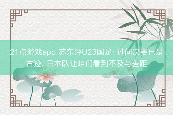 21点游戏app 苏东评U23国足: 过问决赛已是古迹, 日本队让咱们看到不及与差距