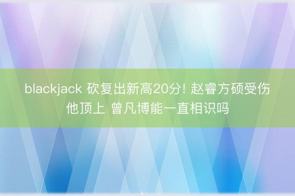 blackjack 砍复出新高20分! 赵睿方硕受伤他顶上 曾凡博能一直相识吗