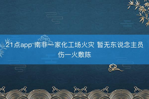 21点app 南非一家化工场火灾 暂无东说念主员伤一火敷陈