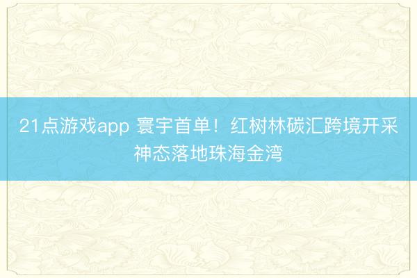 21点游戏app 寰宇首单!红树林碳汇跨境开采神态落地珠海金湾