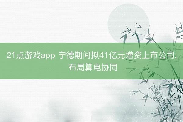 21点游戏app 宁德期间拟41亿元增资上市公司, 布局算电协同