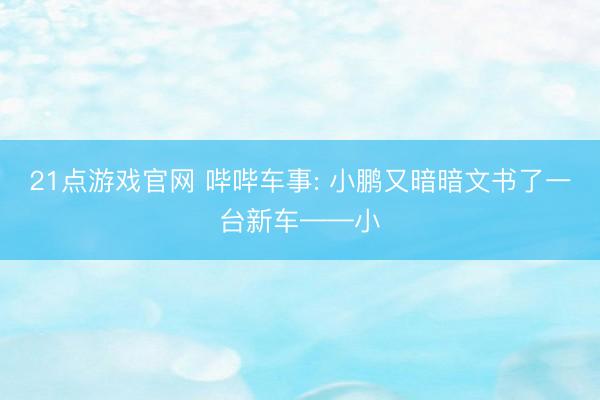21点游戏官网 哔哔车事: 小鹏又暗暗文书了一台新车——小