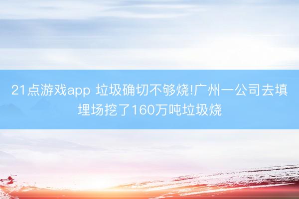 21点游戏app 垃圾确切不够烧!广州一公司去填埋场挖了160万吨垃圾烧