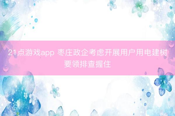 21点游戏app 枣庄政企考虑开展用户用电建树要领排查握住