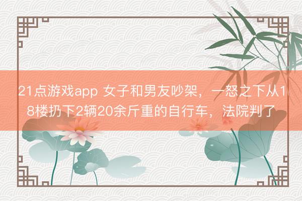 21点游戏app 女子和男友吵架，一怒之下从18楼扔下2辆20余斤重的自行车，法院判了